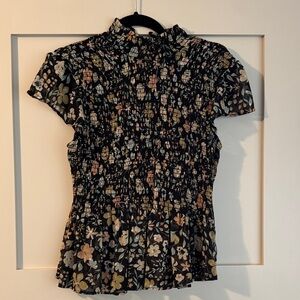 Elegant Floral Blouse - Black and Cream